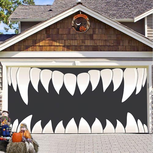 Hixingo Halloween Garagentor Banner Neuheit Tür Banner, Banner Poster Party Banner Hintergrund Türdeko Haustür Outdoor Deko für Dekoration Veranda (Grauer Vampir,200x150cm) von Hixingo