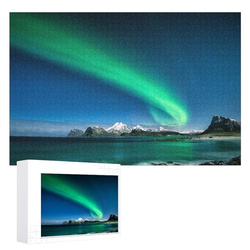 Hixingo Holz Puzzle 1000 Teile, 3D Aurora Muster Holzpuzzle Holzpuzzles für Erwachsene Jugendlich Kinder, Wooden Puzzle Klassische Puzzles Farbenfroh Puzzle Geschenk Wanddekoration (Aurora) von Hixingo