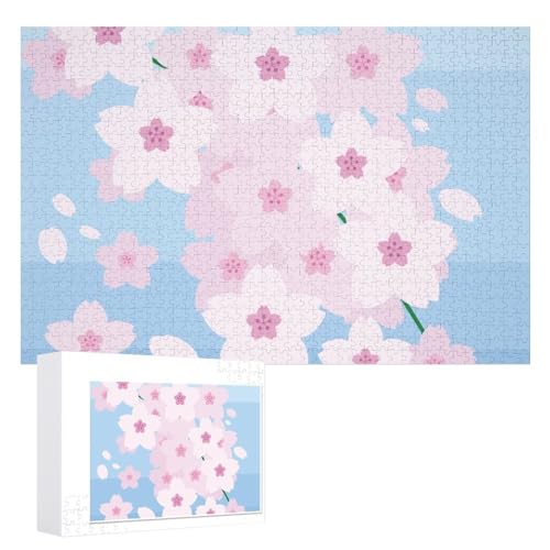 Hixingo Holz Puzzle 1000 Teile, 3D Blume Muster Holzpuzzle Holzpuzzles für Erwachsene Jugendlich Kinder, Wooden Puzzle Klassische Puzzles Farbenfroh Puzzle Wanddekoration (Rosa Blütenblätter) von Hixingo