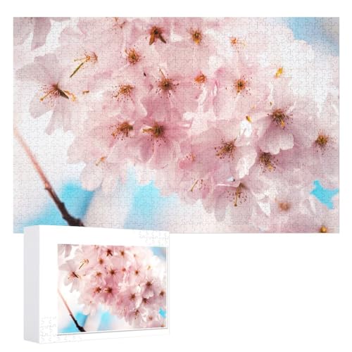 Hixingo Holz Puzzle 1000 Teile, 3D Blume Muster Holzpuzzle Holzpuzzles für Erwachsene Jugendlich Kinder, Wooden Puzzle Klassische Puzzles Farbenfroh Puzzle Wanddekoration (Sakura Blüte) von Hixingo