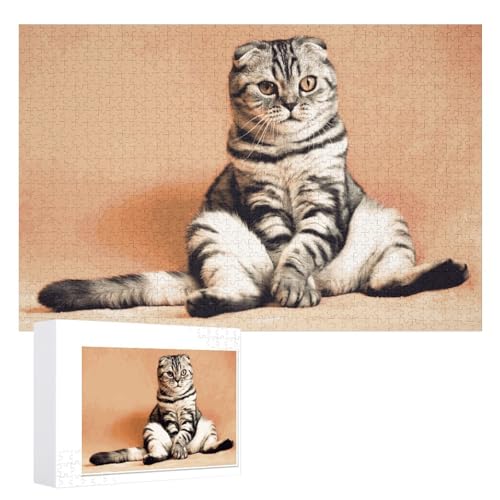 Hixingo Holz Puzzle 1000 Teile, 3D Katze Kätzchen Muster Holzpuzzle Holzpuzzles für Erwachsene Jugendlich Kinder, Wooden Puzzle Klassische Puzzles Farbenfroh Puzzle Wanddekoration (Schwarz Katze) von Hixingo