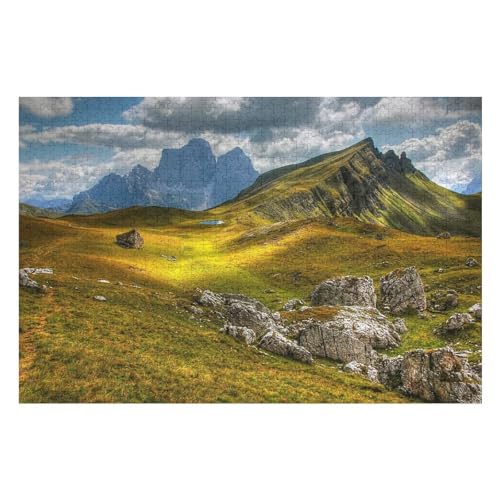 Hixingo Holz Puzzle 1000 Teile, 3D Landschaft Muster Holzpuzzle Holzpuzzles für Erwachsene Jugendlich Kinder, Wooden Puzzle Klassische Puzzles Farbenfroh Puzzle Wanddekoration (Blick Berge) von Hixingo