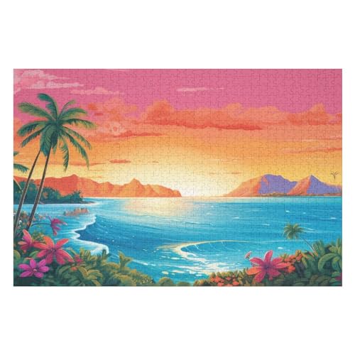 Hixingo Holz Puzzle 1000 Teile, 3D Landschaft Muster Holzpuzzle Holzpuzzles für Erwachsene Jugendlich Kinder, Wooden Puzzle Klassische Puzzles Farbenfroh Puzzle Wanddekoration (Meerblick) von Hixingo