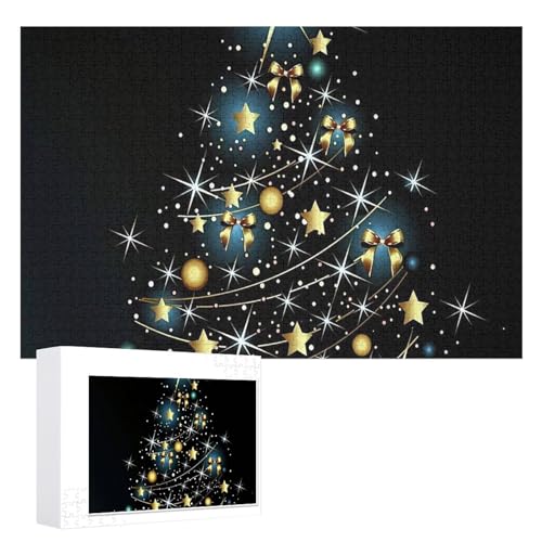 Hixingo Holz Puzzle 1000 Teile, 3D Weihnachtsbaum Muster Holzpuzzle Holzpuzzles für Erwachsene Jugendlich Kinder, Wooden Puzzle Klassische Puzzles Farbenfroh Puzzle (Krawatte) von Hixingo