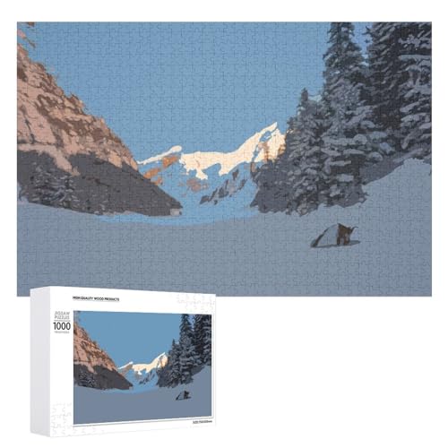 Hixingo Holz Puzzle 1000 Teile, Schöne Landschaft Holzpuzzle Holzpuzzles für Erwachsene Jugendlich Kinder, Klassische Puzzles Farbenfroh Puzzle Geschenk Wanddekoration (Berge,75x50cm) von Hixingo