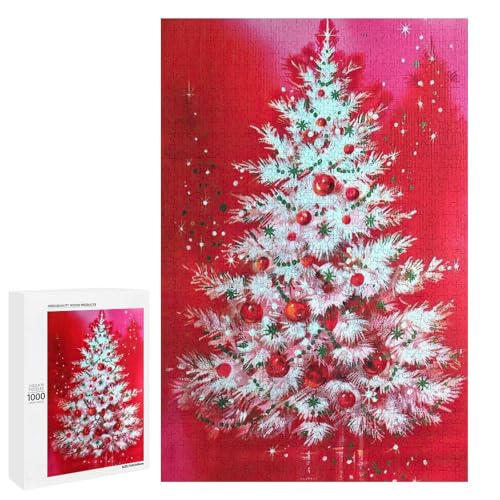 Hixingo Holz Puzzle 1000 Teile, Weihnachtsserie Holzpuzzle Holzpuzzles für Erwachsene Jugendlich Kinder, Klassische Puzzles Farbenfroh Puzzle Geschenk Wanddekoration (75x50cm,Rot) von Hixingo