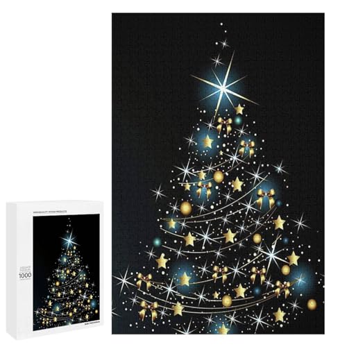 Hixingo Holz Puzzle 1000 Teile, Weihnachtsserie Holzpuzzle Holzpuzzles für Erwachsene Jugendlich Kinder, Klassische Puzzles Farbenfroh Puzzle Geschenk Wanddekoration (75x50cm,Schwarz) von Hixingo