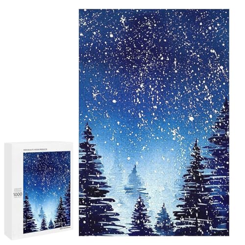 Hixingo Holz Puzzle 1000 Teile, Weihnachtsserie Holzpuzzle Holzpuzzles für Erwachsene Jugendlich Kinder, Klassische Puzzles Farbenfroh Puzzle Geschenk Wanddekoration (75x50cm,Sterne) von Hixingo