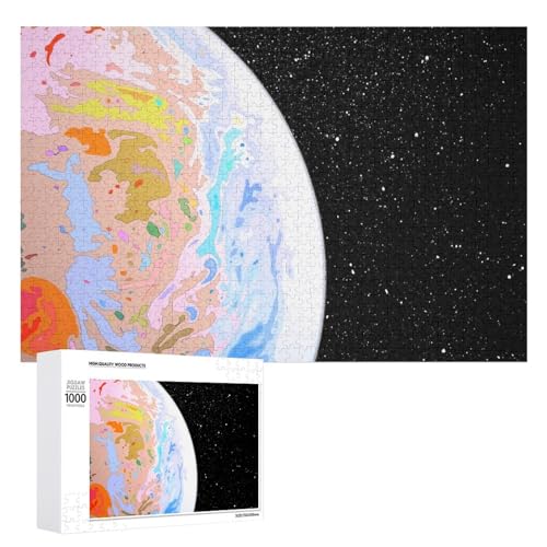 Hixingo Holz Puzzle 1000 Teile, Weltraumdruck Holzpuzzle Holzpuzzles für Erwachsene Jugendlich Kinder, Klassische Puzzles Farbenfroh Puzzle Geschenk Wanddekoration (Planet,75x50cm) von Hixingo