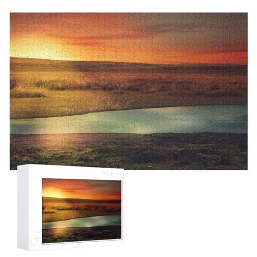 Hixingo Holz Puzzle 1000 Teile,3D Sonnenaufgang Muster Holzpuzzle Holzpuzzles für Erwachsene Jugendlich Kinder, Wooden Puzzle Klassische Puzzles Farbenfroh Puzzle Wanddekoration (Landschaft) von Hixingo