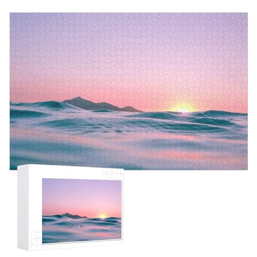 Hixingo Holz Puzzle 1000 Teile,3D Sonnenaufgang Muster Holzpuzzle Holzpuzzles für Erwachsene Jugendlich Kinder, Wooden Puzzle Klassische Puzzles Farbenfroh Puzzle Wanddekoration (Meereswellen) von Hixingo