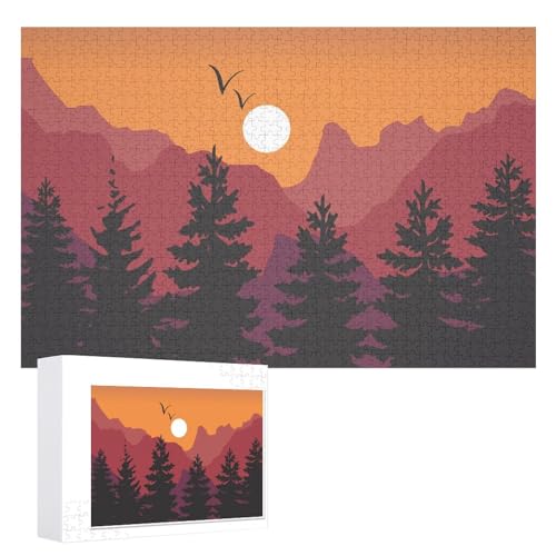 Hixingo Holz Puzzle 1000 Teile,3D Sonnenaufgang Muster Holzpuzzle Holzpuzzles für Erwachsene Jugendlich Kinder, Wooden Puzzle Klassische Puzzles Farbenfroh Puzzle Wanddekoration (Wald) von Hixingo