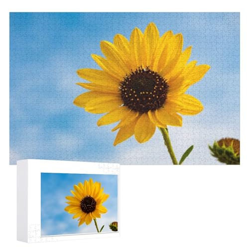 Hixingo Holz Puzzle 1000 Teile,3D Sonnenblume Muster Holzpuzzle Holzpuzzles für Erwachsene Jugendlich Kinder, Wooden Puzzle Klassische Puzzles Farbenfroh Puzzle Wanddekoration (Gelb Sonnenblume) von Hixingo