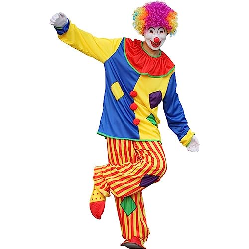 Herren Clown Zirkus Karneval Kostüm Halloween Erwachsene Lustige Zirkusclown Cosplay Kostüme Set Für Männer Frauen von HiyyFloy