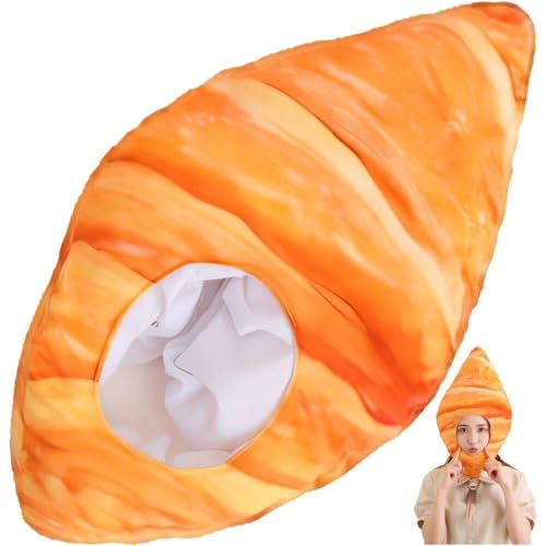 HiyyFloy Croissant-förmiger Hut, Gefüllte Kopfbedeckung, Kostüm, Plüsch-croissant, Foto-requisiten, Cartoon-hörner, Kostüm, Plüsch-neuheitshut Für Party von HiyyFloy