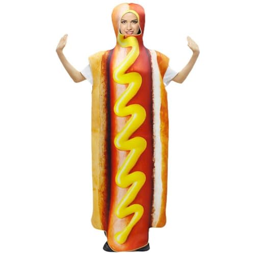 HiyyFloy Hot Dog Cosplay Outfits Lustiges Essen Kostüm Unisex Karneval Dress Up Halloween Weihnachten Party Kleid Kostüm Outfit von HiyyFloy