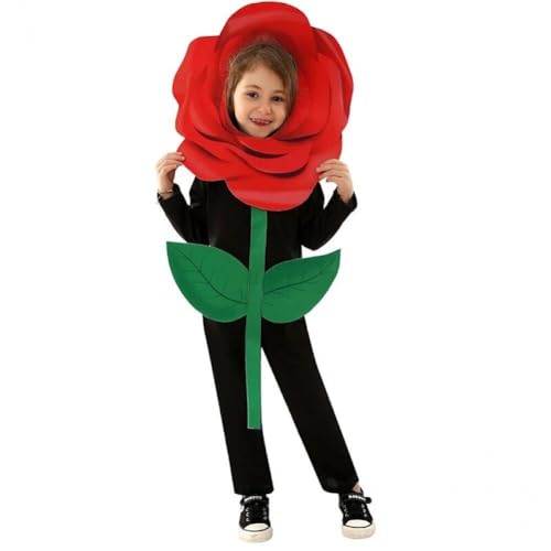 HiyyFloy Kinder Rosenkostüm Halloween Rose Cosplay Overall Blumentopf Rollenspielkleidung Lustiges Kostüm Für Karnevalsparty von HiyyFloy