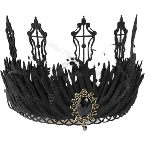 HiyyFloy Vintage Krone Stirnband Halloween Make-up Ball Prinzessin Hexe Kopf Krone Gothic Kopfbedeckung Königin Tiara Haarschmuck von HiyyFloy