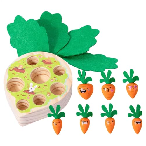 Hjatirace Carrot Harvest Game, Preschool Learning Educational Toy, Novelty Learning Fine Motor, Carrot Toy Baby, Wooden Educational Fine Motor Toys, Easy to Use, Portable for 1-5 Year Old von Hjatirace