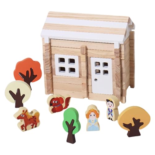 Hjatirace Holzklötze für Kinder, 3D-Holzpuzzle - Interaktives Holzpuzzle-Bauset - Hausbauspielzeug, Spielzeugbausteine, intelligentes Holzbauset für Kinder, und Mädchen von Hjatirace