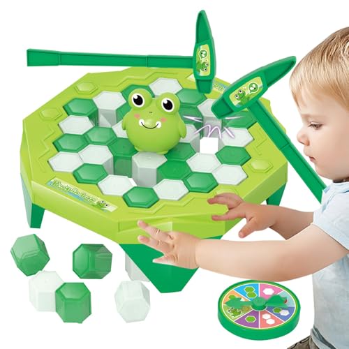 Hjatirace Ice Breaking Game, Ice Pounding Frog Save Knock Ice Block Toys, Educational Ice Break Board Games Toy, Reaction Training Toy, Fun Educational Table Game, Easy to Use, Portable for Kids von Hjatirace