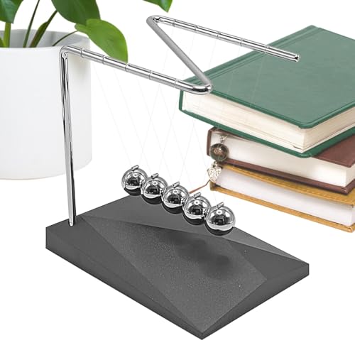 Hjatirace Newton Balls Pendulum Desk Toy, Steel Ball Pendulum Swing, Cool Science Gadgets, Perpetual Motion Desk Toy, Fun Science Gadget, Easy to Use, Portable for Kids Students Teachers von Hjatirace