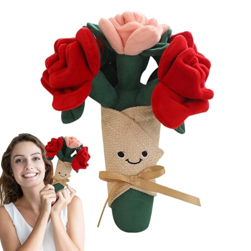 Hjatirace Rose Bouquet Plush Doll, Soft Hug Throw Pillow, Huggable Handing Flower Toy, Cute Plush Bouquet Toy, Cozy Plush Flower Pillow, Easy to Use, Portable for Birthday Wedding Valentines Day von Hjatirace