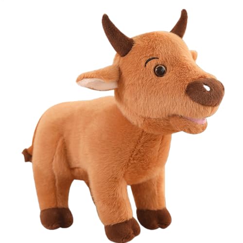 Hjatirace Simulation Calf Stuffed Toys, Funny Cow Plushie Doll, Brown Calf Plushie Toys, 25cm Brown Calf Simulation Stuffed Animal Doll, Cute Cow Plushie Toy, Easy to Use, Portable for Boys Girls von Hjatirace