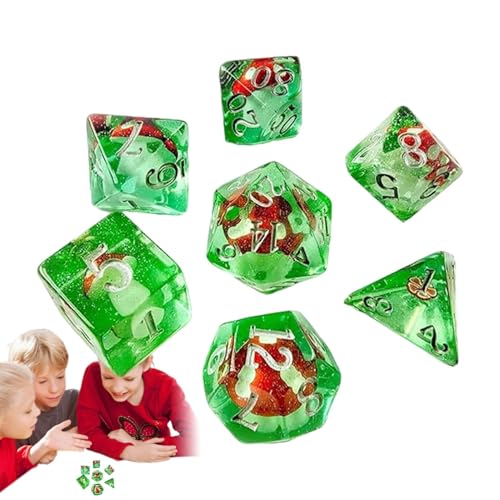 Polyhedral Dice Set, Small Resin Dice Set, Role Playing Games Tabletop Games, Polyhedral Dice Sets Pouches, Mushroom Dice Role, Easy to Use, Portable for Games Playing Games von Hjatirace