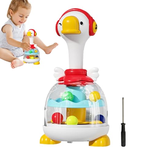 Press and Spin Toy, Duck Spinner Toy, Sound Light Spinner Toy, Jumping Ball Spinner, Interactive Rebound Toy, Interactive Press and Spin Duck Toy with Sound and Light for Kids von Hjatirace