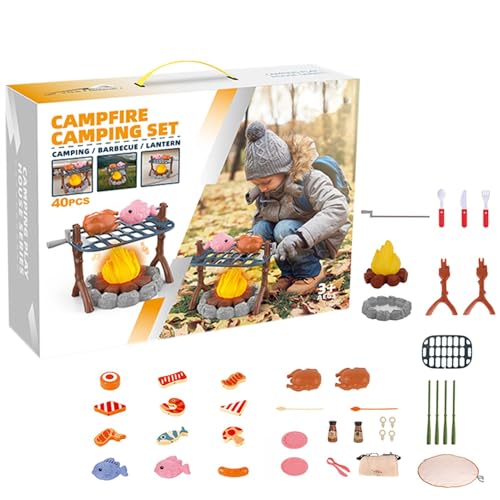 Sensory Play Camping Toy Set, Pretend Fruits Camping Toys Play Set, Campfire Play Food Toy Food, Pretend Play Toys Pretend, Kitchen Toy Set, Easy to Use, Portable for Kids von Hjatirace