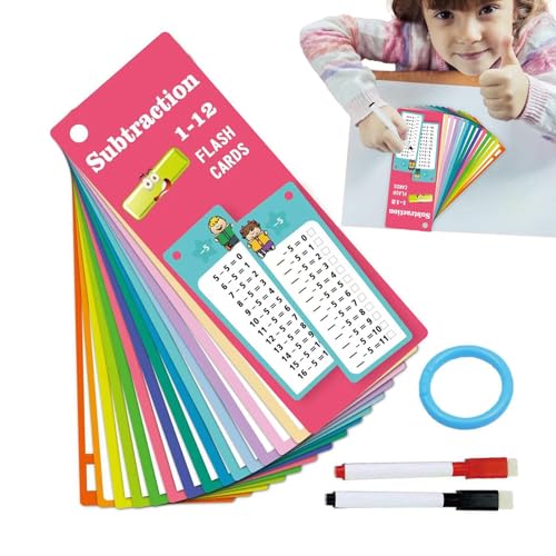 Subtraction Flash Cards, 15X Erasable Multi Math Flash Cards, Multiplication Division Flash Cards, Interactive Math Practice Tool, Educational Math Practice, Easy to Use, Portable for Kids von Hjatirace