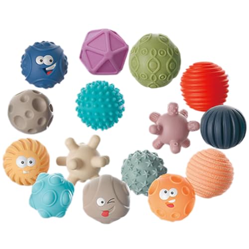 Toddler Textured Multi Ball Set, Fidget Squeezy Bouncy Multi Balls, Squeezy and Bouncy Fidget Toys, Soft Sensory Balls Set , Squeezy Textured Fidget Toys, Easy to Use, Portable for Toddler von Hjatirace