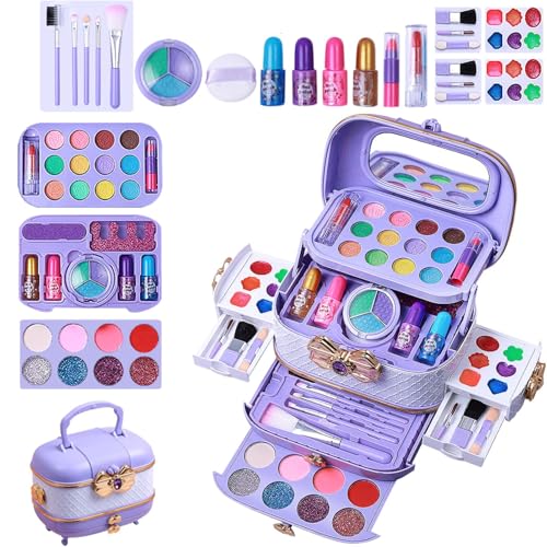 Washable Cosmetic Set as Princess Birthday Toy Bag, Kids Makeup Kit, Princess Toys Real Cosmetic Set, Pretend Play Set, Washable 57X Set Children, Easy to Use, Portable for Girls von Hjatirace