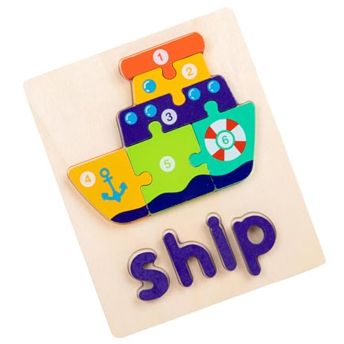 Words Learning Toys, Wooden Puzzles Kids, STEM Educational 3D Puzzles Toy, Words Shape Puzzles, Toddler Preschool Learning Puzzles, Easy to Use, Portable for Kids Boys Girls von Hjatirace