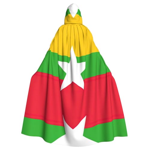 Kapuzenumhang mit Flagge von Myanmar, Halloween, Weihnachten, Hexenumhang, Kostüm, Partyzubehör von Hjluuft