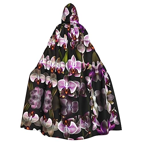 Kapuzenumhang mit Orchideen-Druck, Halloween-Weihnachts-Hexenumhang, Robe, Kostüm, Partyzubehör von Hjluuft