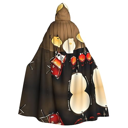 Schlagzeug-Set, Standard-Druck, Kapuzenumhang mit Halloween, Weihnachten, Hexenumhang, Robe, Kostüm, Partyzubehör von Hjluuft