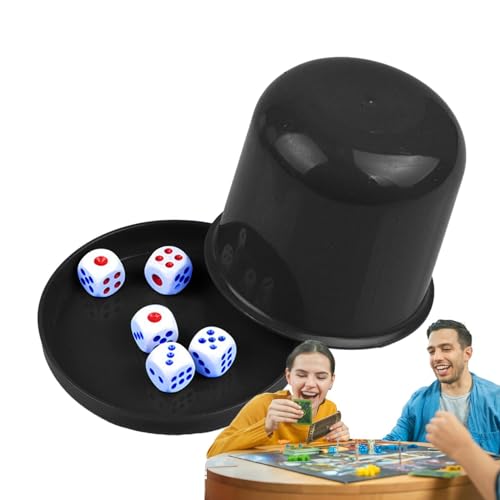 Hlagmix Würfel-Shaker-Becher-Set, Würfelbecher-Set für Erwachsene,Würfelspiel für Bar - Würfel-Shaker-Becher mit 5 Würfeln für -Würfelspiel, Würfelspiele für die Familie, tragbares von Hlagmix