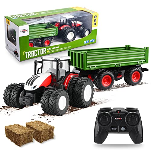 Ferngesteuerter Traktor, 1:24 Bruder Traktor mit anhänger mit 2,4-GHz-Fernsteuerung Weihnachten Geschenk Rc Traktor für Kinder Age 3 4 5 6 von Hlieeosfcn