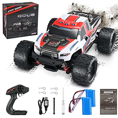 Hlieeosfcn Ferngesteuertes Auto 4WD RC Auto 50 km/h Hochgeschwindigkeits,1:18 RC Autos mit LED Licht, 2,4 GHz Monster-Truck-Spielzeugfahrzeug, 2 Batterien für 60 Minuten, Geschenk für Kinder Jungen von Hlieeosfcn