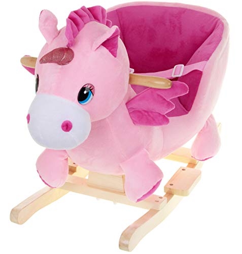 Schaukeltier Einhorn pink Schaukelpferd mit Sitz für Kleinkinder Schaukelsitz von Hline