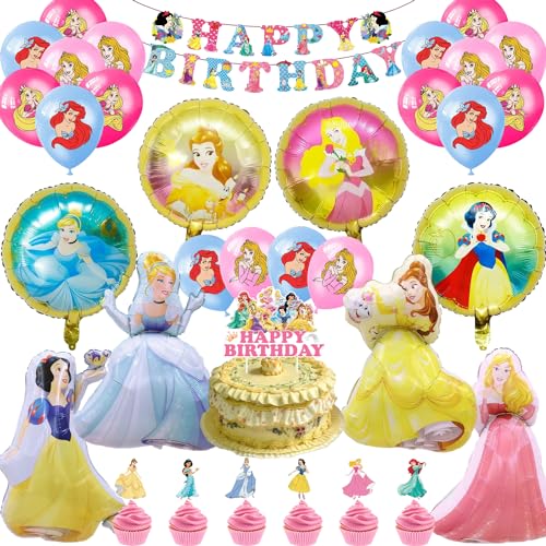 Disne Deko Prinzessin Luftballons, 36pcs Prinzessin Geburtstag Deko,Prinzessin Geburtstag Deko Luftballons,Disne Prinzessinnen Geburtstagsdeko Anwendbar auf Thema Party Supplies Deko von HmLtd