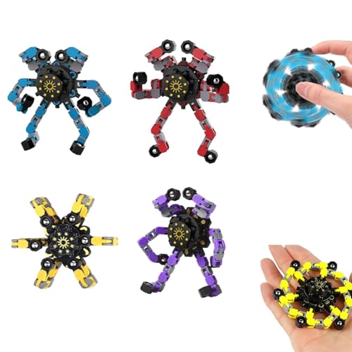 4 Stück Fingertip Spin Top Toy,Roboter Fidget Spinner,Creative Finger Spinner,DIY Transformable Spinner Spielzeug Stress Relief Spinner Toy für Children Adults,für Party Gunst von Hmdylyh