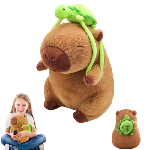 Hmdylyh Capybara Plüschtier, 25cm Capybara Kuscheltier, Capybara Tragende Schildkröte,Niedlichen Capybara Plushies, Simulation Capybara Plüschtier, für Kinder, Jungen, Mädchen von Hmdylyh