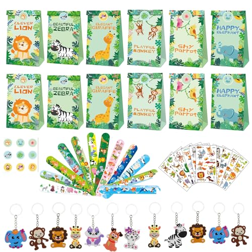 Hmfmdy Dschungel Geburtstag Mitgebsel Kindergeburtstag Gastgeschenke, 48Pcs Party Mitgebsel Kindergeburtstag Set, Party Favors Kids Mitbringsel, Give Aways Kindergeburtstag für Jungen Mädchen - Kit1 von Hmfmdy