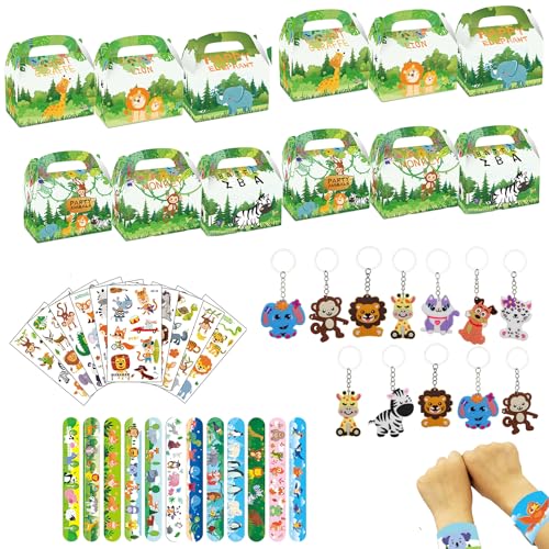 Hmfmdy Dschungel Geburtstag Mitgebsel Kindergeburtstag Gastgeschenke, 48Pcs Party Mitgebsel Kindergeburtstag Set, Party Favors Kids Mitbringsel, Give Aways Kindergeburtstag für Jungen Mädchen - Kit2 von Hmfmdy