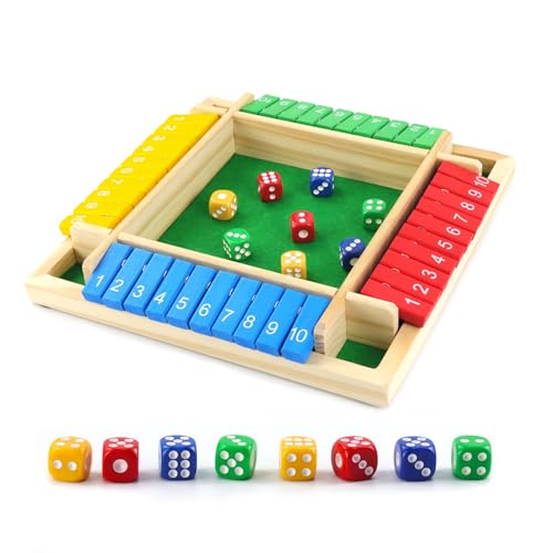 Hmfmdy Shut The Box Spiel, 2-4 Brettspiel aus Holz Shut The Box Spiel Würfelspiel, Klassische Tischspiele Familie, Das Beliebte Würfelspiel, Mathespiele für Kinder und Erwachsene - A von Hmfmdy