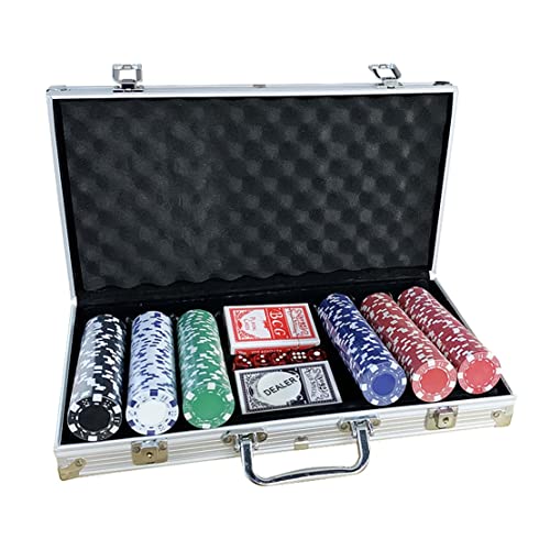 Hnsedjdh 300 Teiliges Poker Chip Set für Holdem, Blackjack, GlüCksspiel mit Tragbare Tasche, Karten KnöPfen und Casino WüRfel von Hnsedjdh