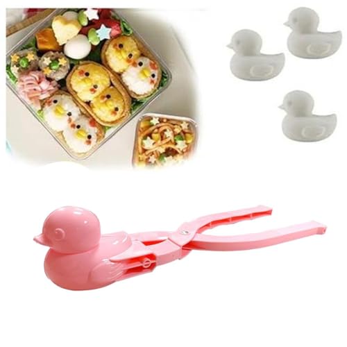 HoGeGe Enten-Reisform, Reis Ente Form, Reiskugelform, Tierformen Sushi-Form, Snowball Maker Spielzeug, Duck Snowball Maker Clip, Kinder Schneeballschlachten (Rosa) von HoGeGe